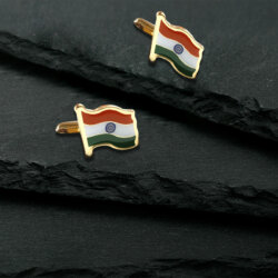 Indian Flag Gold Plated Brass Cufflinks