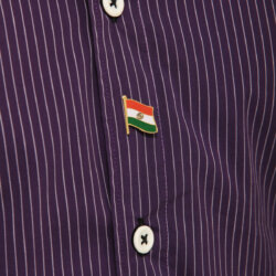 Indian National Flag Gold Plated Brass Small Lapel Pin Worn On A Shirt