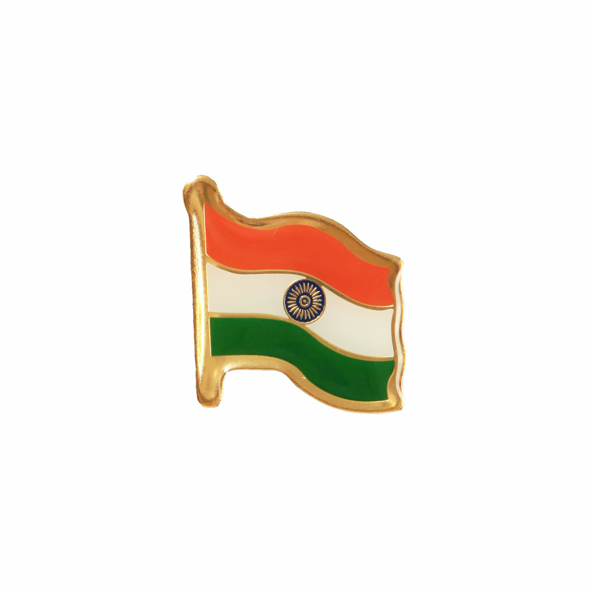 Indian National Flag Gold Plated Brass Lapel Pin / Brooch / Badge Medium Size