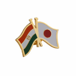 India - Japan National Flag Gold Plated Brass Lapel Pin