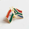 India - South Africa National Flag Gold Plated Brass Lapel Pin