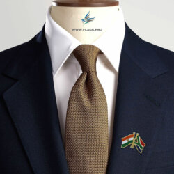 India & South Africa National Flag Gold Plated Brass Lapel Pin On A Men's Suit