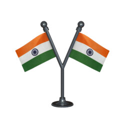 Dual Indian Car Dashboard Flags 2in x 3in With A Plastic Gunmetal Black Base