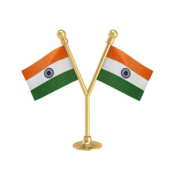 Dual Indian Car Dashboard Flags With A Plastic Sublime Gold Base