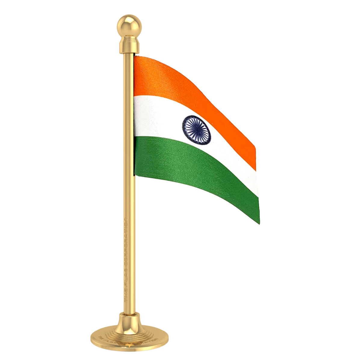 Indian Car Dashboard Flag With A Plastic Sublime Gold Base
