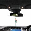 indian flag of size 3" x 4.5" with a chrome plated plastic stand on a car dashboard
