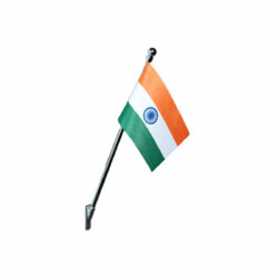 indian wall mount or desktop mount flag with a chrome plated plastic stand / base