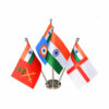 indian flag with indian armed forces flags of the army, navy & air force together on a stainless steel stand