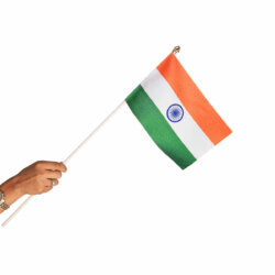 indian miniature hand waving flag with a plastic staff / pole