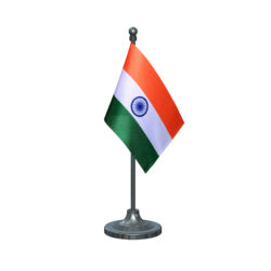 Indian National Table Flag With A Gunmetal Black Plastic Base