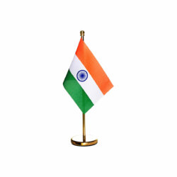 india table or desk flag with a stainles steel stand / base