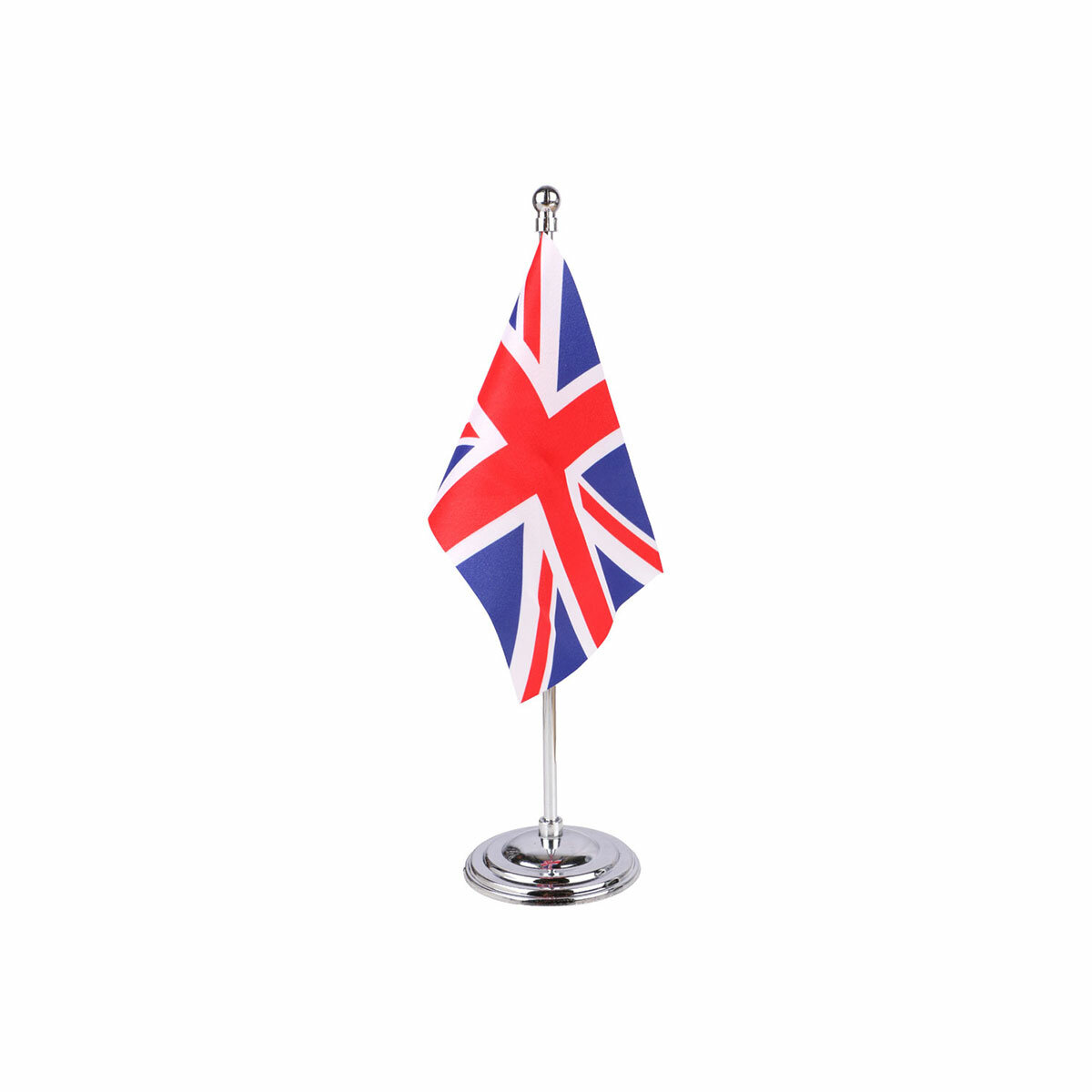 uk table or desk flag with a chrome plated plastic stand / base
